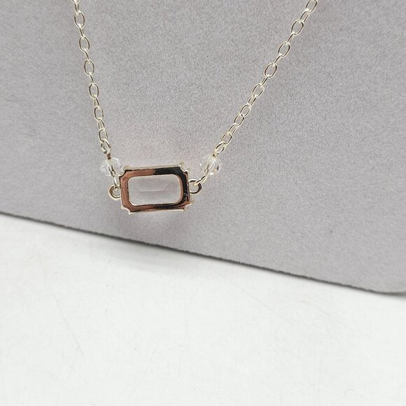 Lauren Ralph Lauren Station Necklace Clear Rectangular Crystals 36 Inches - Picture 4 of 6